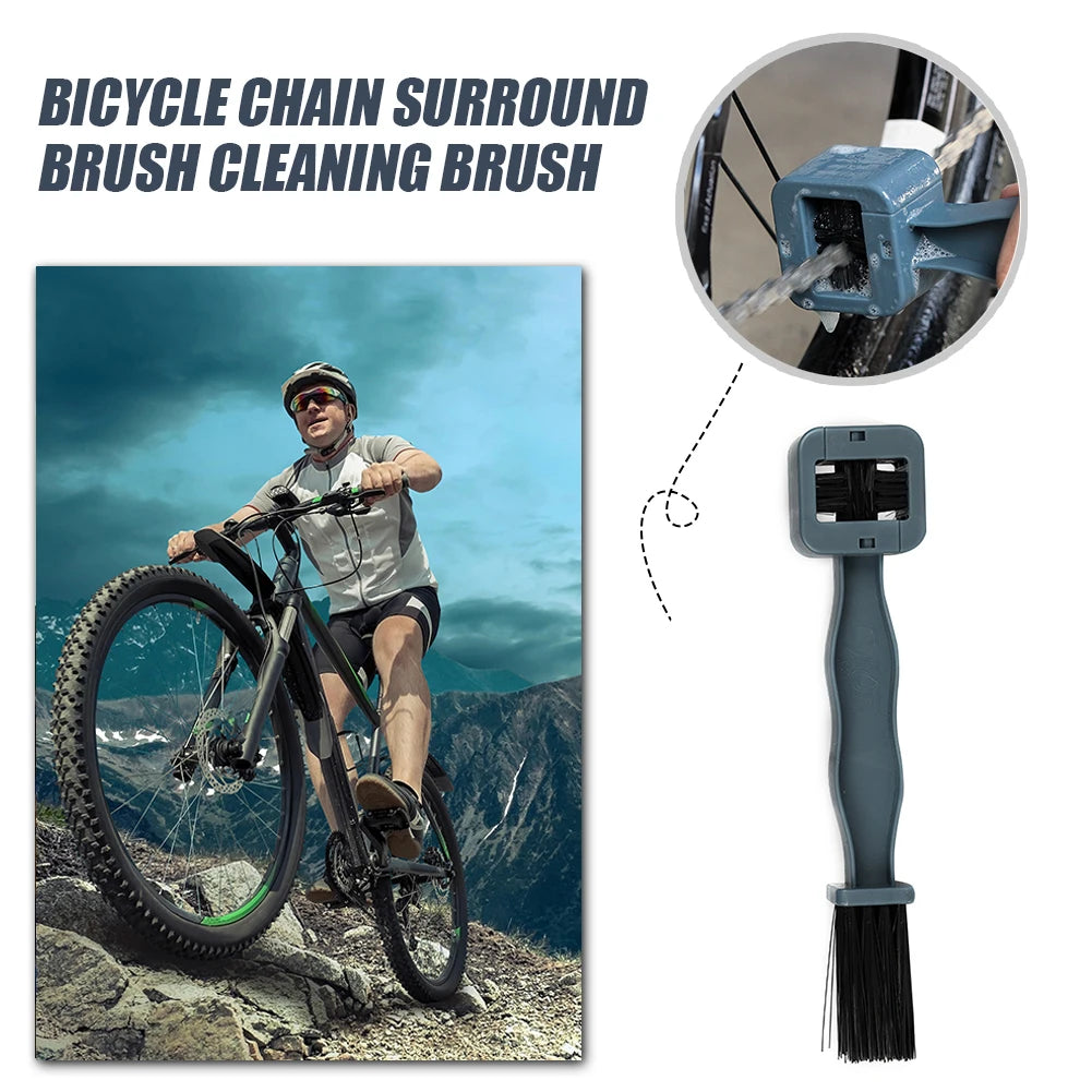 Bicycle Chain Clean Brush Double Head Bike Chain Washer Cleaner Multifunction Portable Chain Cleaning Brush for Motorcycle Bike Peaceful Pleasures Health and Wellness