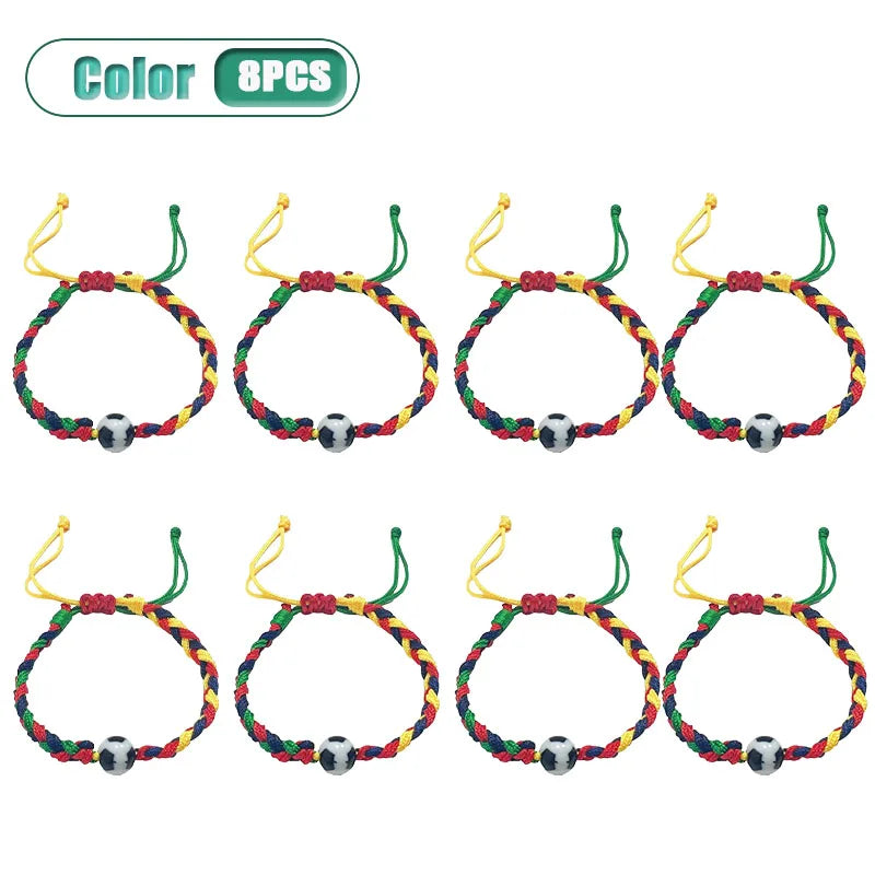 Colorful Woven Football Bracelet | Sports Fan Souvenir 1–8 Pcs