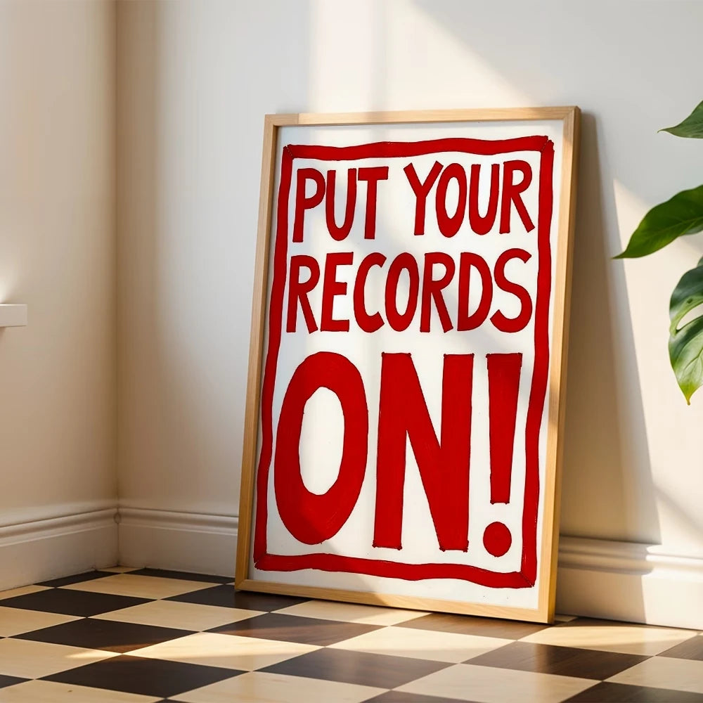 Put Your Records On Red Vinyl Record Canvas Wall Art Print