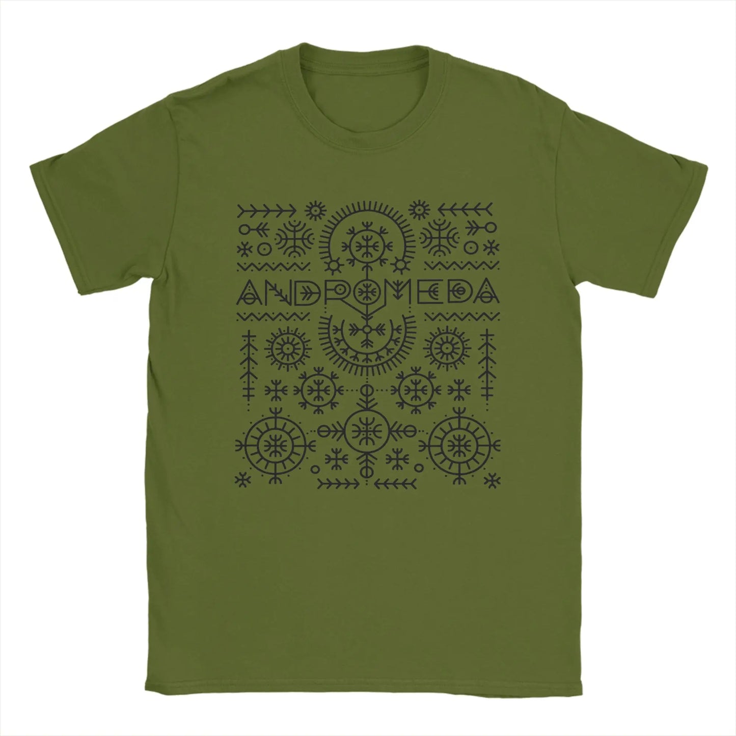Men T-Shirt Andromeda Unique 100% Cotton Tees Short Sleeve Lelek Eurovisions 2026 T Shirts Crewneck Tops Gift Peaceful Pleasures Health and Wellness army green S