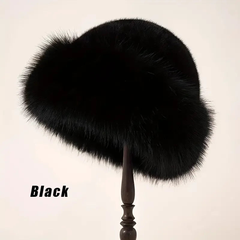 Solid Color Bucket Hat Thick Coldproof Faux Fur Basin Hats Soft Plush Fisherman Cap For Women Autumn & Winter Peaceful Pleasures Health and Wellness Black One Size