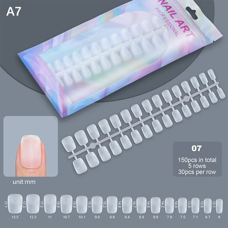 150pcs Short Matte Full Cover False Nails Coffin Square Almond Press on Soft Gel Nail Tips Manicure Extension Tools Peaceful Pleasures Health and Wellness A7