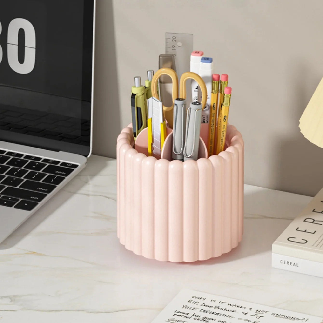 360° Spinning Makeup Brush Holder – 7-Slot Organizer
