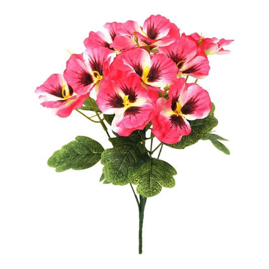 Spring Artificial Pansy Silk Flower Home Outdoor Mall Decor Bouquet Peaceful Pleasures Health and Wellness pink 1