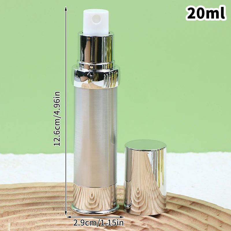 Refillable Airless Vacuum Pump Bottle 10ml 15ml 20ml | Gold Silver