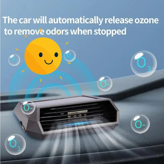 Solar Car Air Purifier Ozone Generator Car Intelligently Sterilizing Deodorizing And Removing Odors Ozone Sterilizer Hepa Filter Peaceful Pleasures Health and Wellness