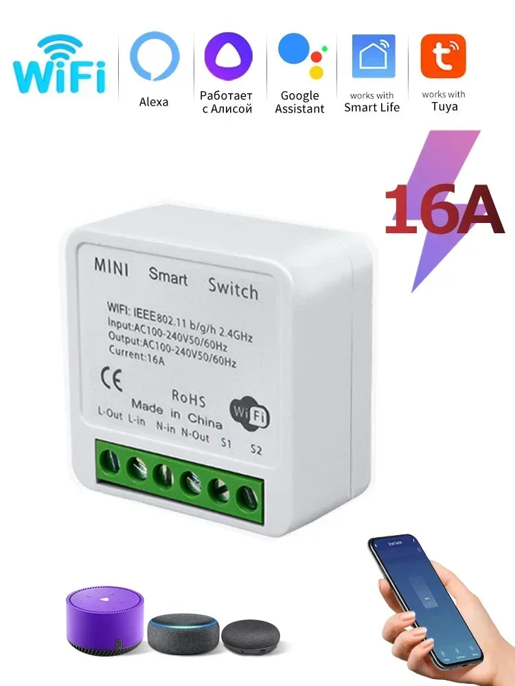 WiFi Smart Switch 16A 20A 433Mhz Receiver Breaker Tuya Smart Life App Remote Supports 2-way Control Works with Alexa Google Home Peaceful Pleasures Health and Wellness WiFi 16A