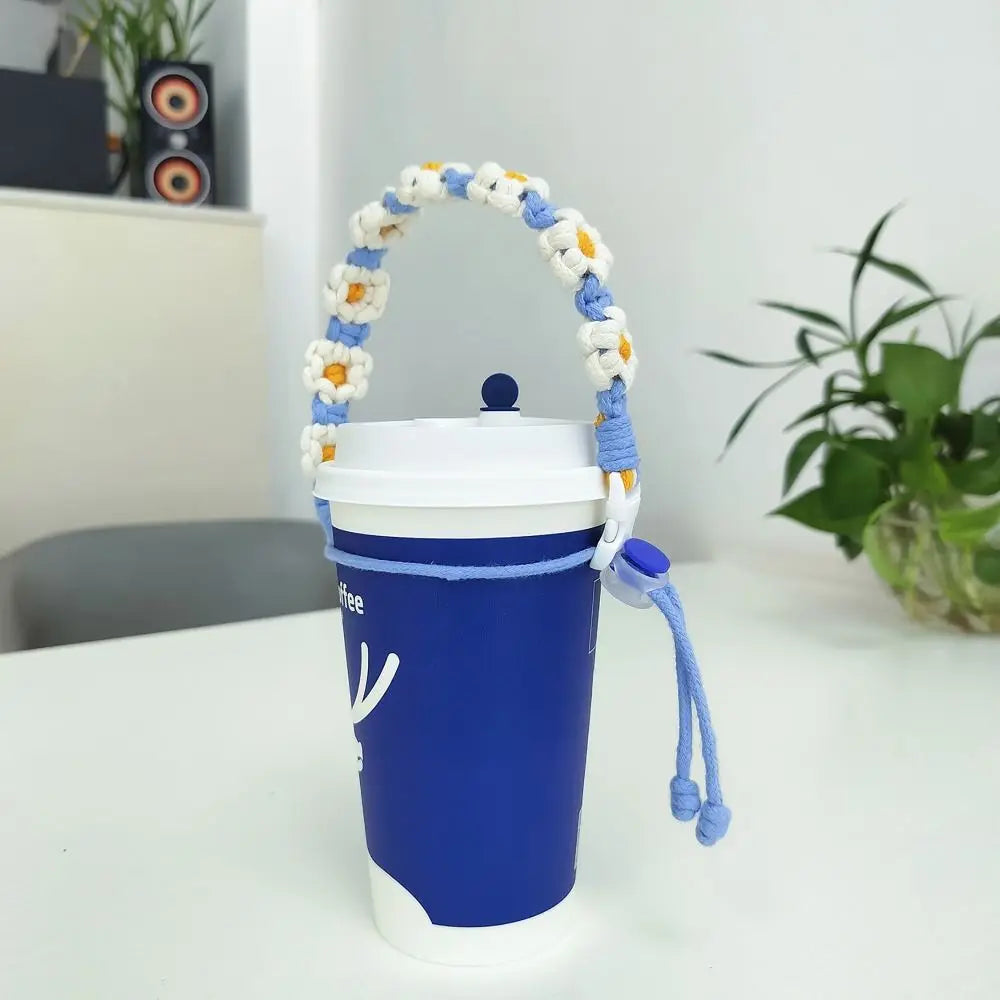 Flower Cup Carrying Strap – Handmade Rope Handle for Bottles