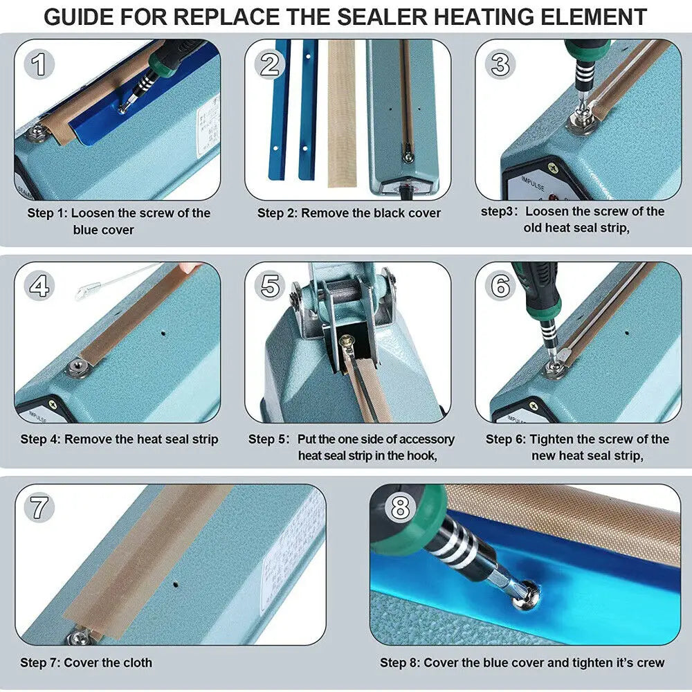200 300 Machine Impulse Sealer Manual Heat Wire Element Strip SF-200