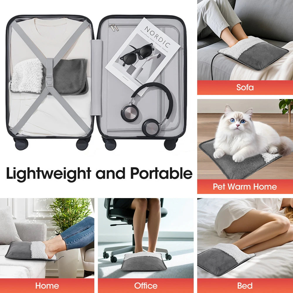Winter Electric Foot Heating Pad USB Charging Soft Plush Washable Foot Warmer Heater Improve Sleeping Household Foot Warming Mat Peaceful Pleasures Health and Wellness
