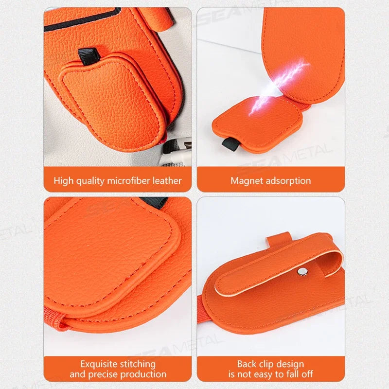 Car Sun Visor Glasses Holder Magnetic Sunglasses Clip Card Holder Storage Bag Scratch-Free Universal Eyeglasses Clip Peaceful Pleasures Health and Wellness