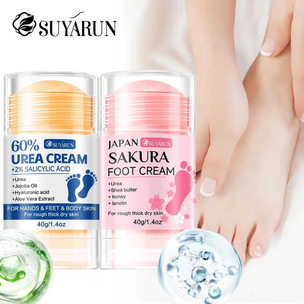 SUYARUN 60% Urea Foot Cream Stick - Moisturizing & Exfoliating, Cracked Heel Repair, Deep Hydration for Dry Feet, Long protect. Peaceful Pleasures Health and Wellness