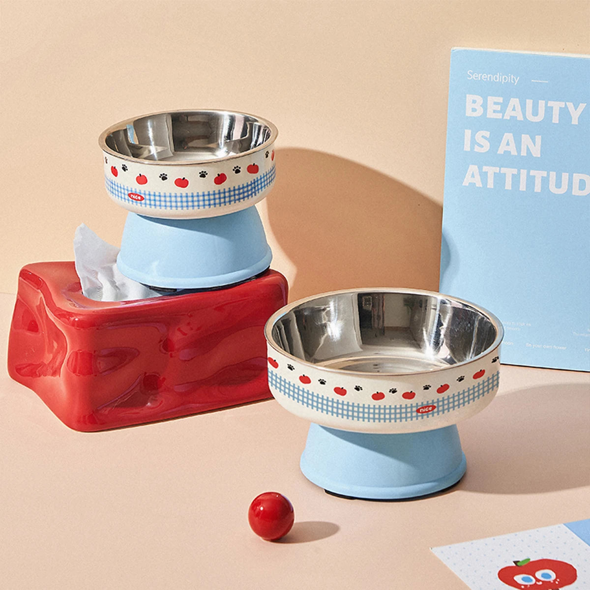 New Cat Bowls Pet Stainless Steel Bowls Cat High Foot Neck Protection Bowls Dog Large Capacity Feeding Device Dog Bowls Pet Bowl Peaceful Pleasures Health and Wellness