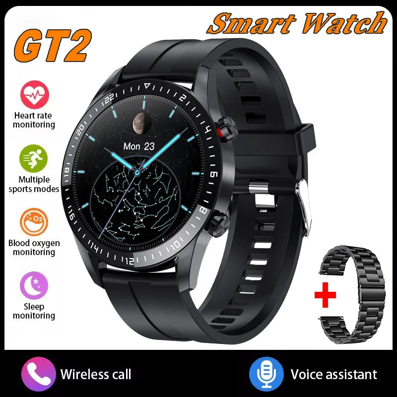 Men Women Bluetooth Call Smart Watch Heart Rate Blood Oxygen Sleep Health Monitoring GPS Sports Tracking Waterproof Smartwatch Peaceful Pleasures Health and Wellness Bk22Szstrap