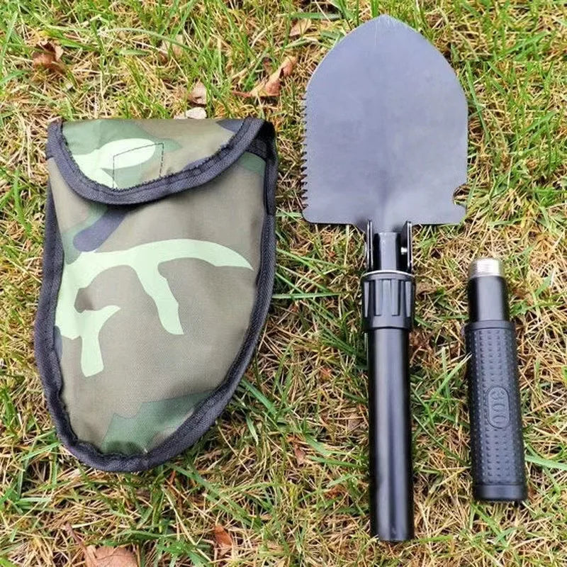 Gardening Folding Shovel Military Camping Shovel Survival Gear Entrenching Tool with Carrying Pouch Metal Handle Peaceful Pleasures Health and Wellness