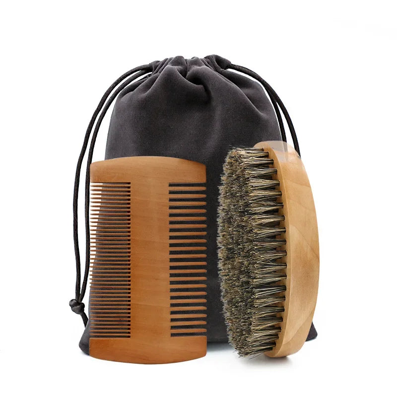 Beard Shaping Template & Wood Comb – All-in-One Grooming Tool