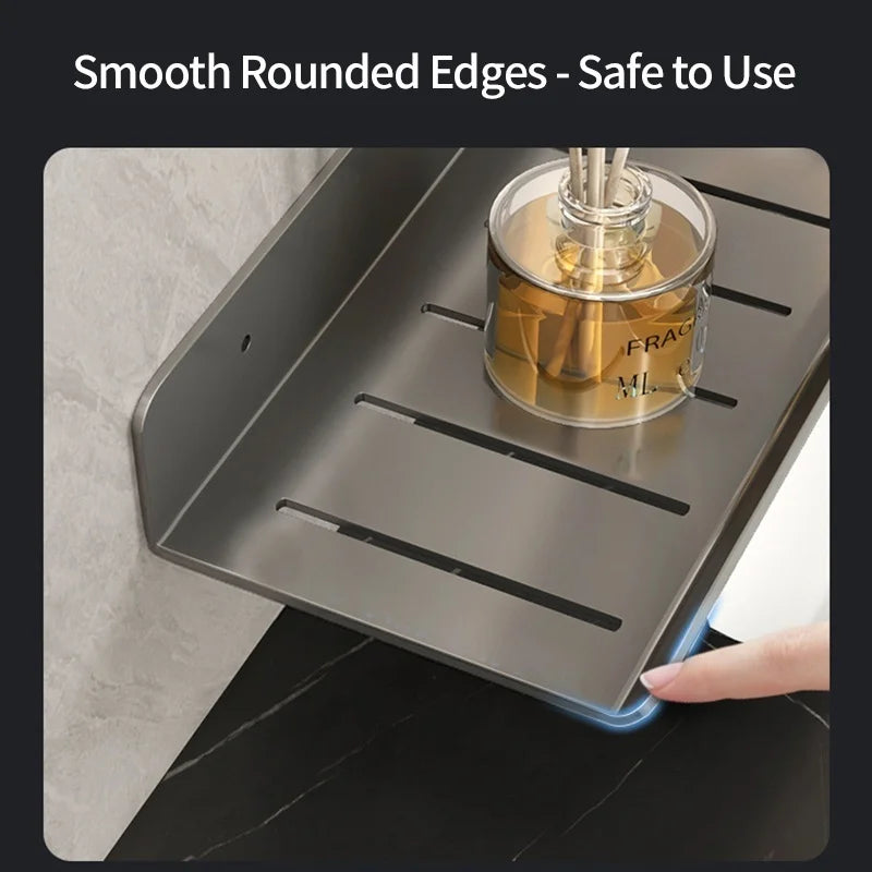 Space Aluminium Bathroom Faucet Storage Tray & Washbasin Rack