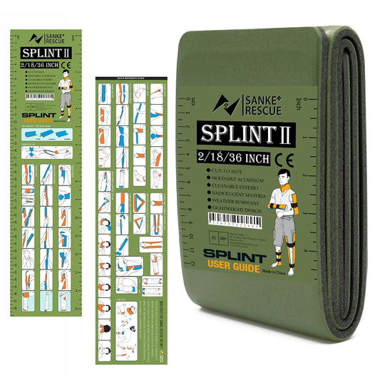 SANKE RESCUE First Aid Splint Green-Gray Orange-Blue Keep Bones in Position For Camping Hiking Fixture Bone Emergency Kit Peaceful Pleasures Health and Wellness 36in X 4.3in 1PC