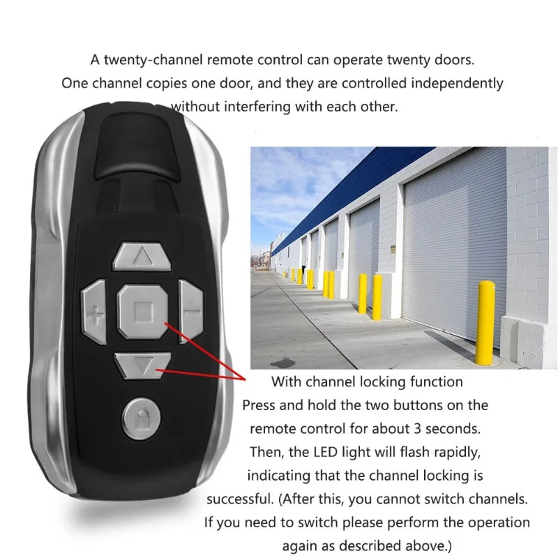 Universal 20-Channel Rechargeable Garage Door Remote Cloner 433MHz