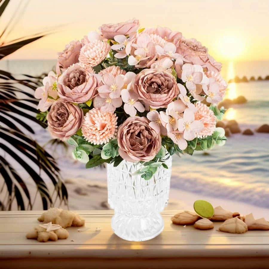 Silk Peony & Chrysanthemum Artificial Flowers – Wedding & Home