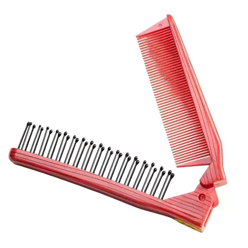 Portable Plastic Foldable Hair Comb Styling Tools Mini Folding Comb Travel Hair Massage Comb Red Peaceful Pleasures Health and Wellness