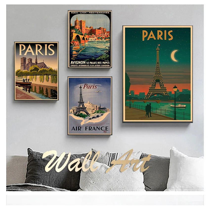Paris France Vintage Canvas Wall Art Poster | Unframed Print Canvas Wall Poster Peaceful Pleasures Health and Wellness