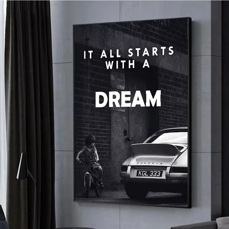 Poster Wall Art Decorative Paintings Canvas for Home Decor Black and White it All Starts with a Dream Room Decor Prints Cuadros Peaceful Pleasures Health and Wellness