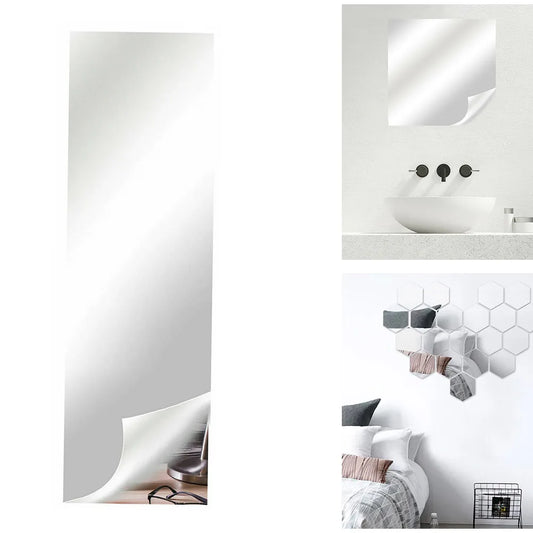 1Roll PET Mirror Wall Sticker Self Adhesive Sheets DIY Removable Home Peaceful Pleasures Health and Wellness (0.1MM)50x200cm