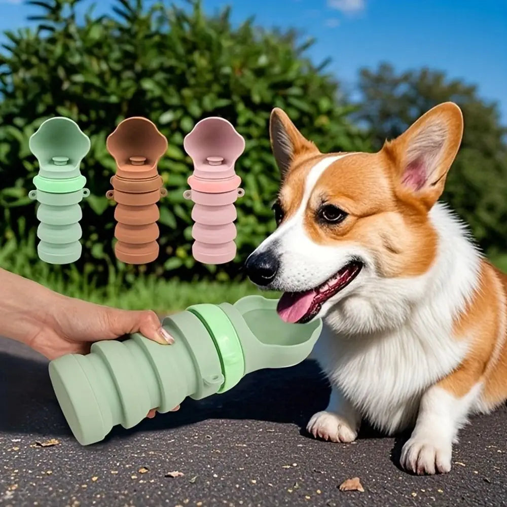 Silicone Collapsible Dog Water Bottle – Leak-Proof Travel Cup