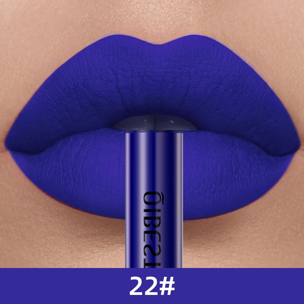 QIBEST 24 Colors Matte Liquid Lipstick Waterproof Lasting Velvet Nude Red Lip Gloss Tint Makeup Black Purple White Lipsticks Peaceful Pleasures Health and Wellness 22