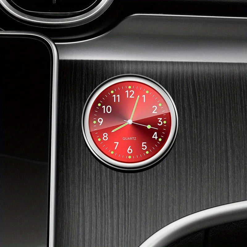 1pc Glow Decorative Clock Car Clock Mini Quartz Analog Car Dashboard Time Stick-On Clock Watch for Car Decoration Exclusive Peaceful Pleasures Health and Wellness Red