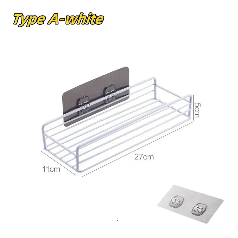 No-Drill Metal Corner Shower Shelf | Bathroom Wall Organizer