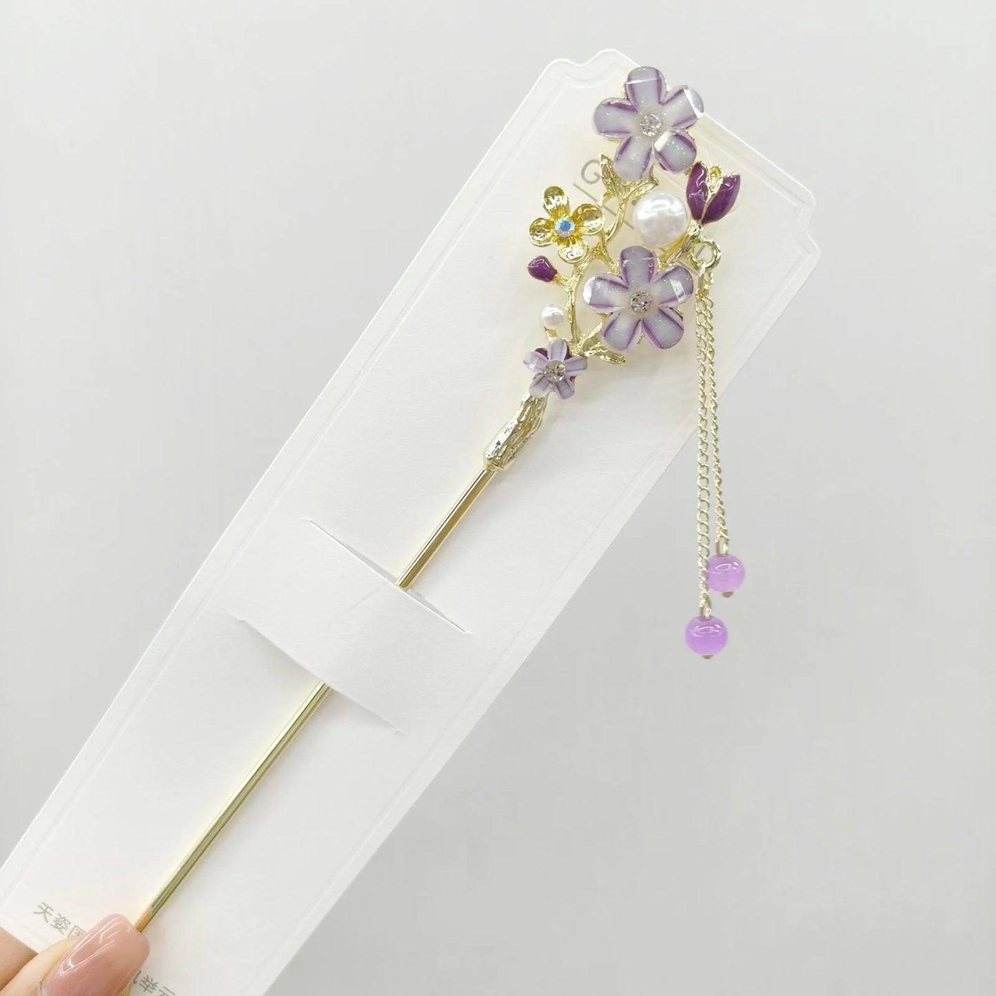 Chinese Floral Hair Stick with Tassel | Retro Hanfu Headwear Gift