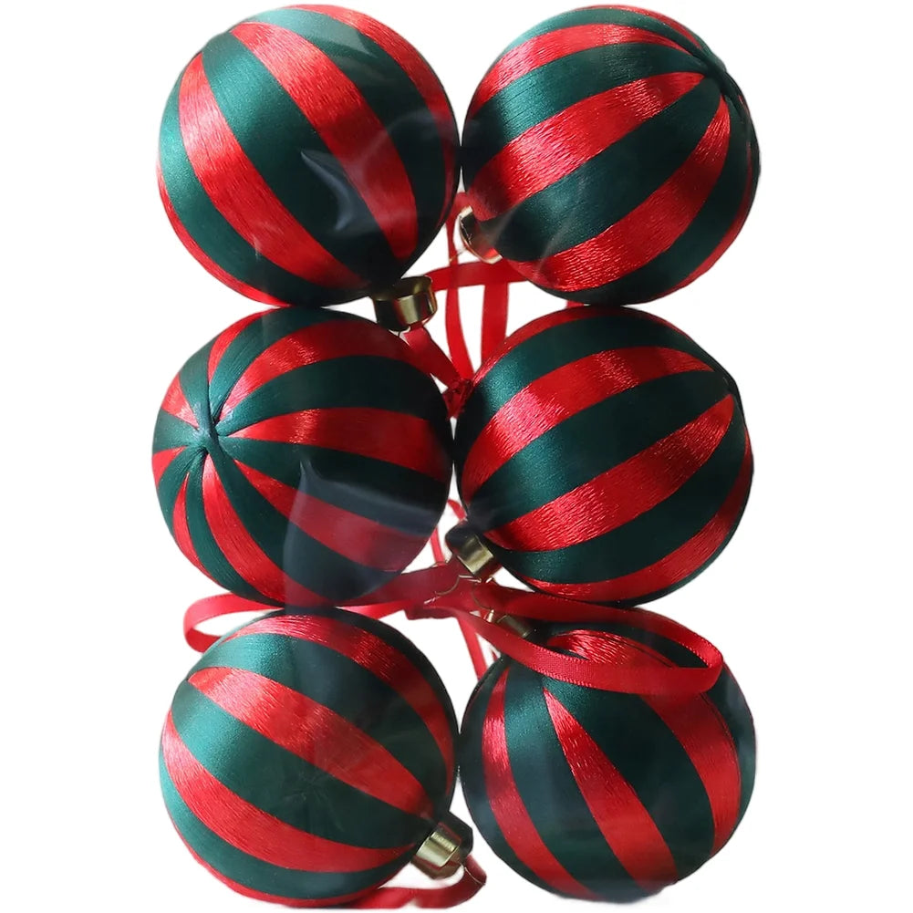 Christmas Tree Ornaments DIY Wrapping Ball Decoration Red Green White