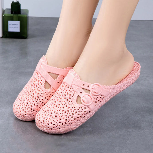 Wrapped Toe Breathable Slippers Women Summer Outer Wear Hole Shoes Home Fashion Casual Hollow Out Slip On Buckle Slipper Female Peaceful Pleasures Health and Wellness