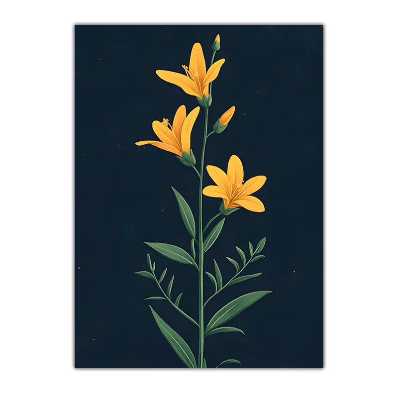 Botanical Yellow Flower Canvas Wall Art | Nordic Floral Print Floral Canvas Print Peaceful Pleasures Health and Wellness 05 50x70cm NoFrame China Mainland