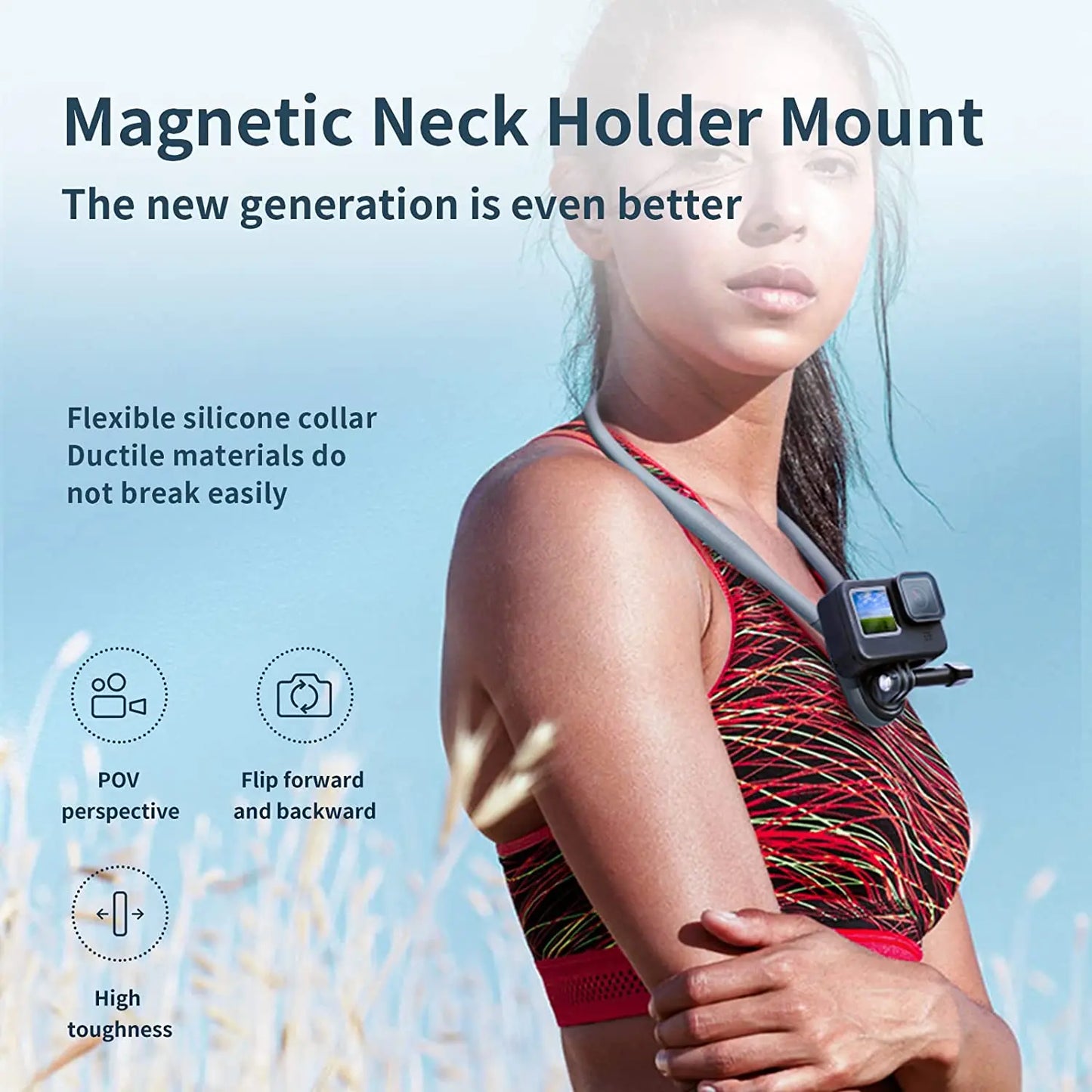 TELESIN Magnetic POV Neck Mount – GoPro, Insta360, DJI & Phone