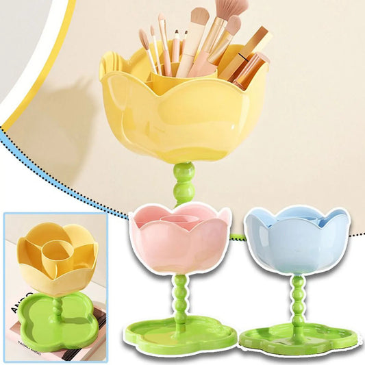 Cute Key Dish Tray Flower Shaped Hallway Double-Layer Storage Rack Living Room Desk Tray For Keys Small Items Decorative Shelf Peaceful Pleasures Health and Wellness