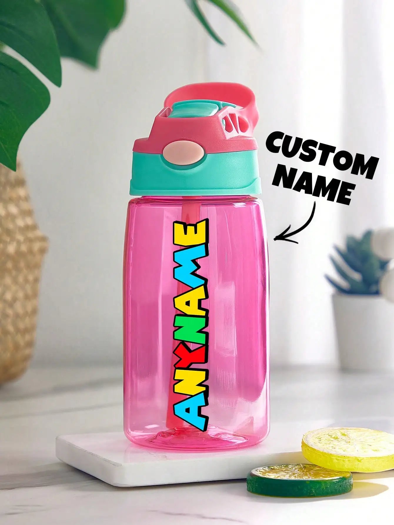 1pc Custom Water Bottle Personalized Name Cup with Straw and Lid 16oz 480ml Gift for Him Her Home Office Peaceful Pleasures Health and Wellness Multicolor Red