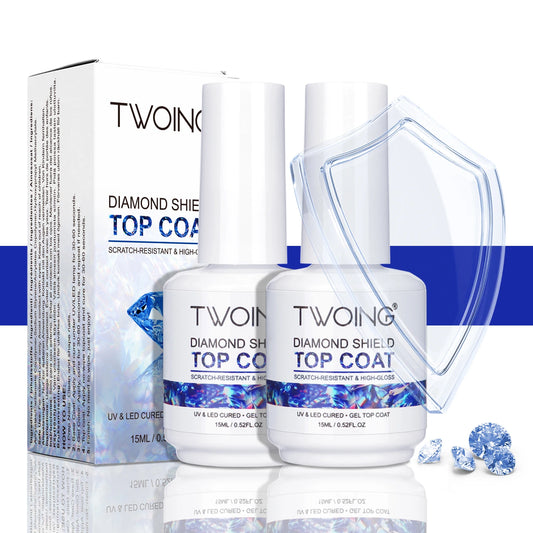 TWOING 15ml New Super Shine Top Coat Gel Nail Polish Diamond Topcoat No Wipe Sealer Gel Finish Manicure Nail Art Salon Quality Peaceful Pleasures Health and Wellness