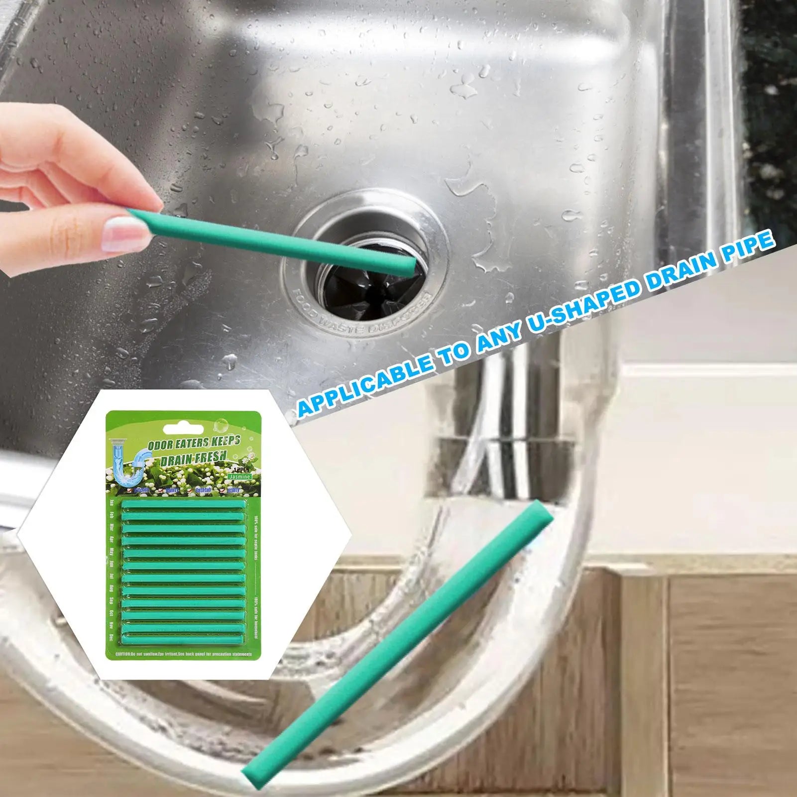 12pcs Enzyme Drain Maintenance Sticks Prevents Clogs & Eliminates Odors in Sinks, Shower, Toilet, Natural Breakdown Formula Peaceful Pleasures Health and Wellness