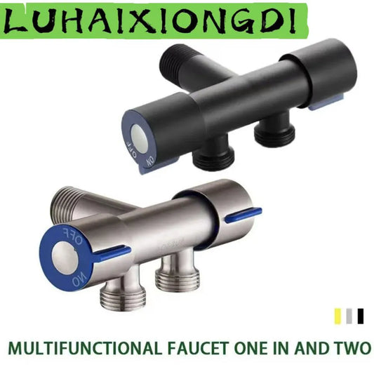 Stainless Steel 1-In 2-Out Angle Valve | Dual Outlet Water Tap Angle Shut-Off Valve Peaceful Pleasures Health and Wellness