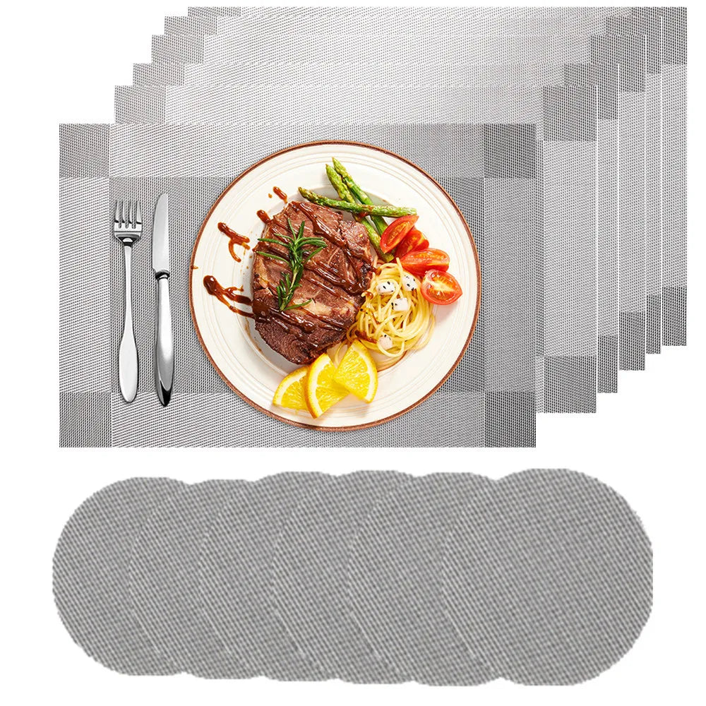 PVC Placemats Set of 6 with Coasters – Washable & Non-Slip
