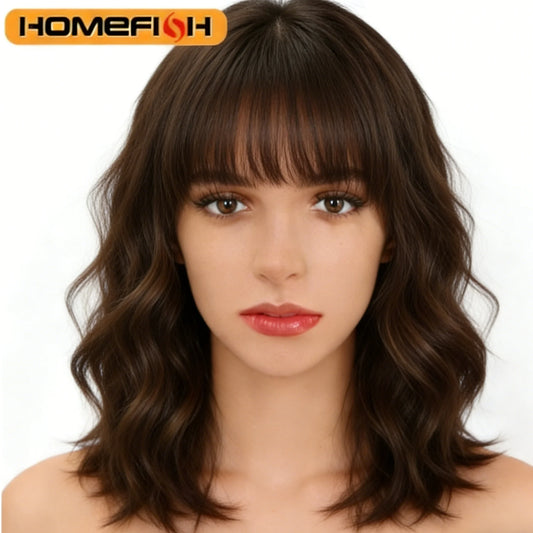 Synthetic Curly Wig with Bangs – Short Wavy Crochet Wig Women Synthetic Crochet Wig Peaceful Pleasures Health and Wellness