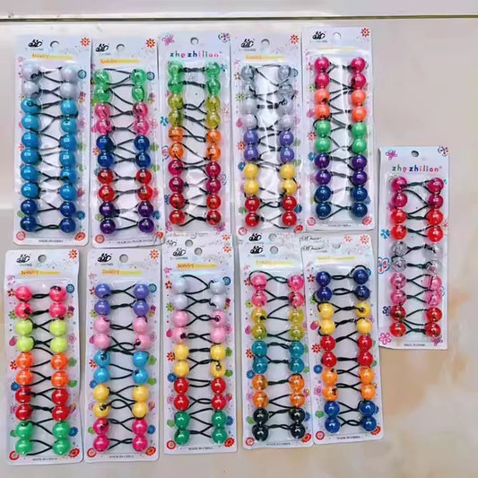 10pcs Elastic Ball Hair Ties for Girls | Colorful Beaded Bobbles Kids Hair Accessories Peaceful Pleasures Health and Wellness