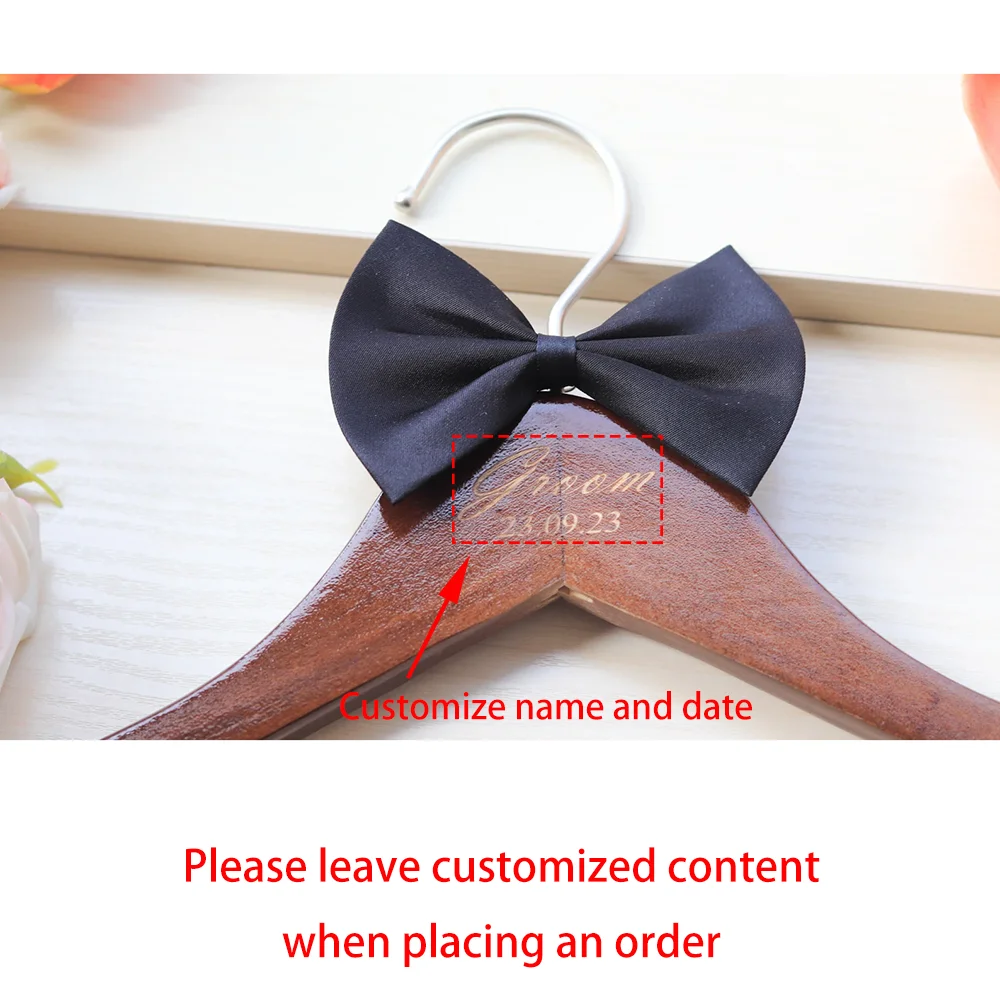 Personalized Groom Wedding Hanger – Engraved Brown Wood Bowtie Personalized Wedding Hanger Peaceful Pleasures Health and Wellness Personalized Hanger 1pcs 44.5cm