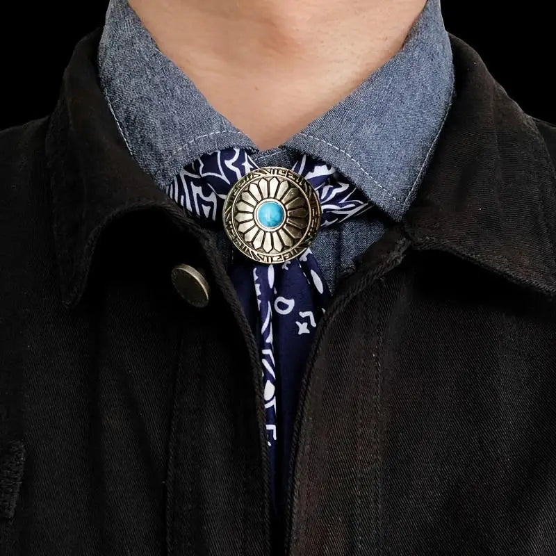 Retro Leather Scarf Ring Western-Style Scarves Buckles Neckwear Slide Fastener Securing Loop Versatile Decorative Accessories Peaceful Pleasures Health and Wellness