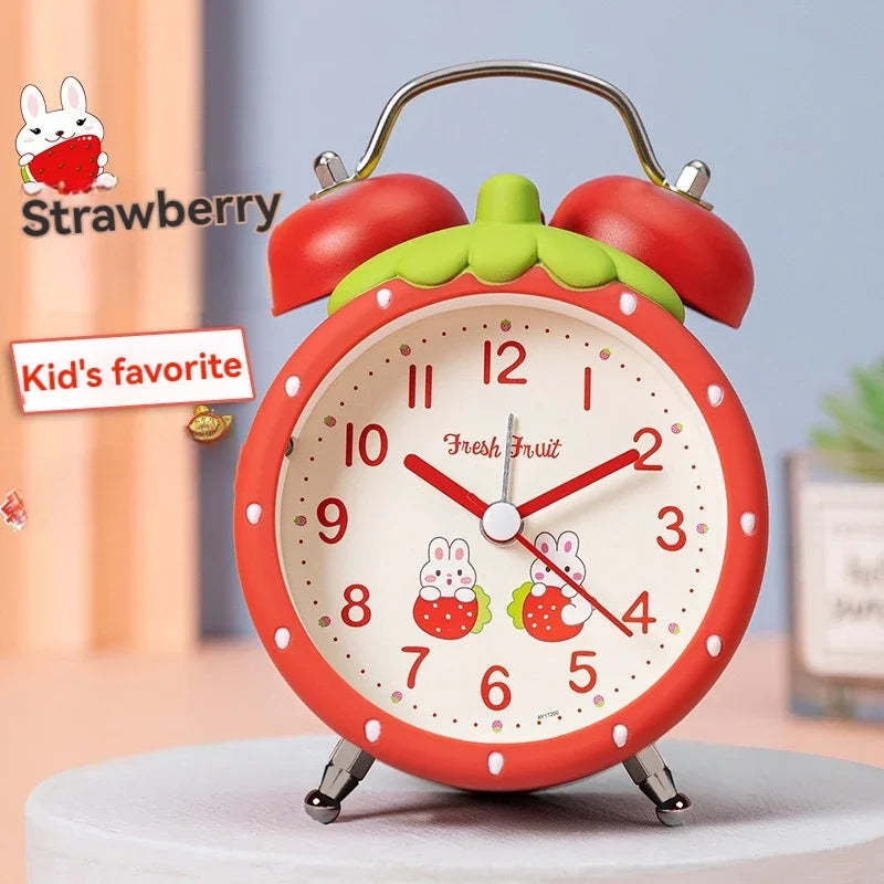 Cute Strawberry Alarm Clock with Night Light for Kids & Dorms
