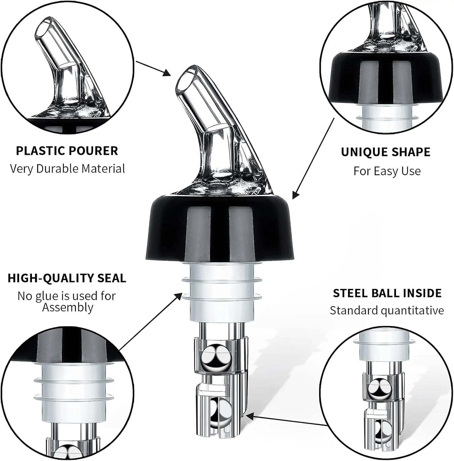 3pcs Printed Measured Bottle Pourer Spouts Liquor Pourers Quick Shot Spirit Driinks Wine Cocktail Whiskey Dispenser Bartender Peaceful Pleasures Health and Wellness