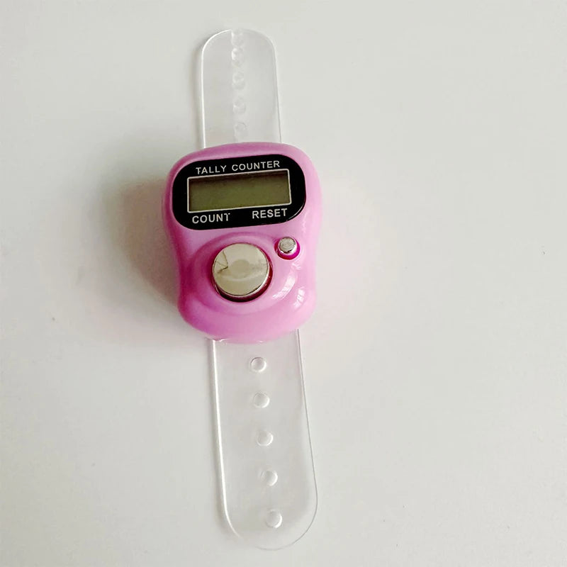 Versatile Mini Finger Counter Compass LED Electronic Handheld Tally Counter Clicker Counter Ring 0-99999 Peaceful Pleasures Health and Wellness pink